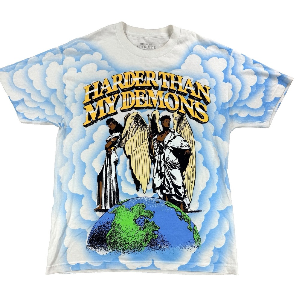 Mens Big Sean Detroit 2 Harder Than My Demons Graphic T Shirt Double Sided Sz L